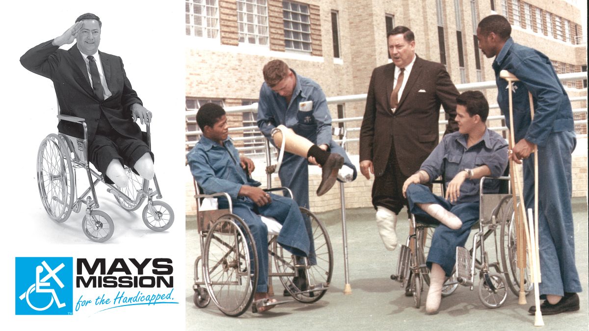 E.W. Mays, Mays Mission founder, with wounded veterans